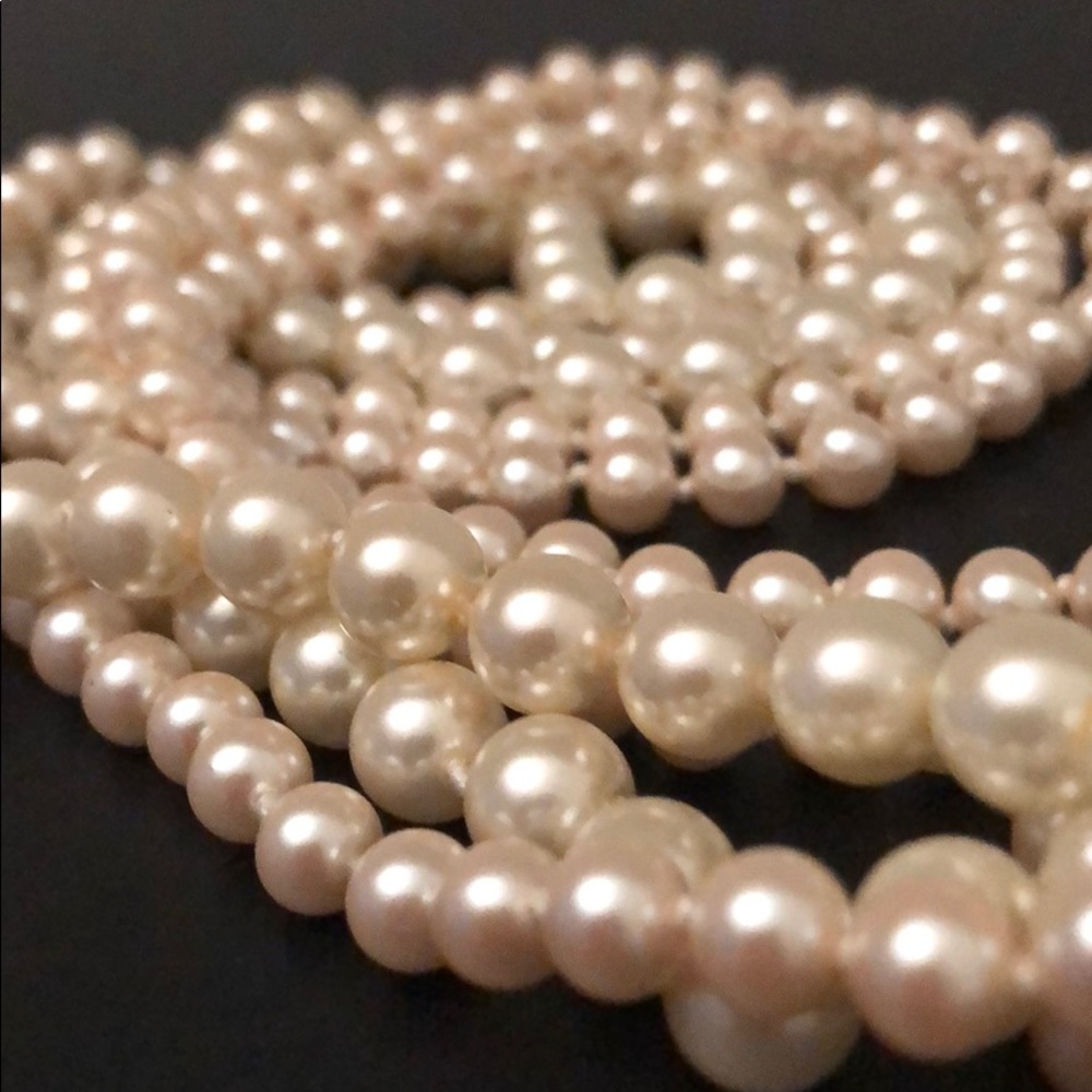 VINTAGE PEARL5 STRAND CREAMY IVORY NECKLACE - Picture 7 of 11